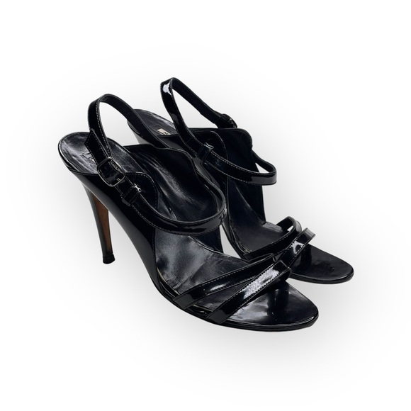 Manolo Blahnik ♔ Slingback Stilettos Sandal Heels ♔ Black Patent Leather ♔ 38.5 - Picture 9 of 16